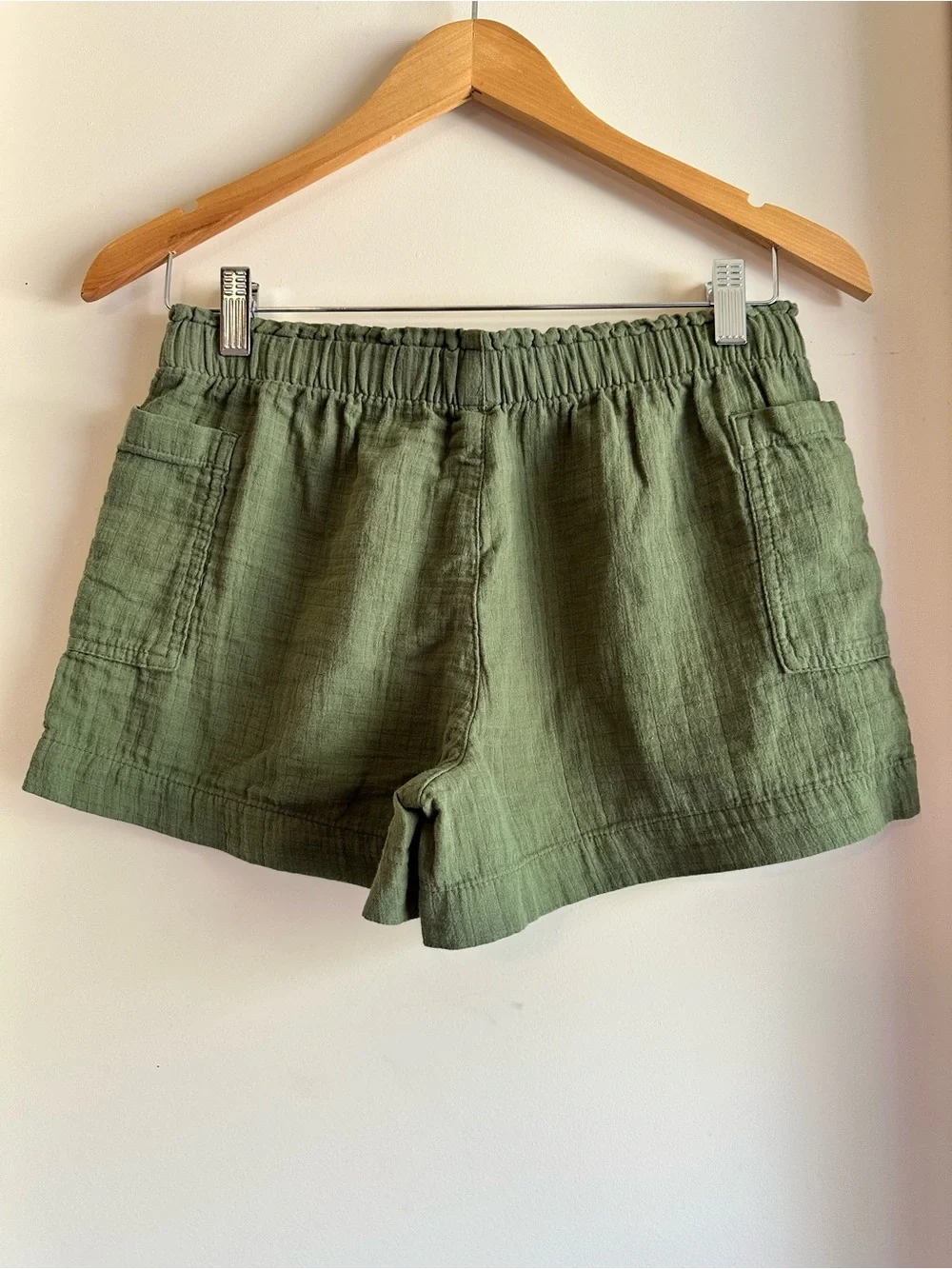 Girls Olive Green Lightweight Linen-Blend Shorts